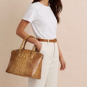 Brahmin‎ Satchel Duxbury Bag Brown Croc Embossed Leather Shoulder Bag
